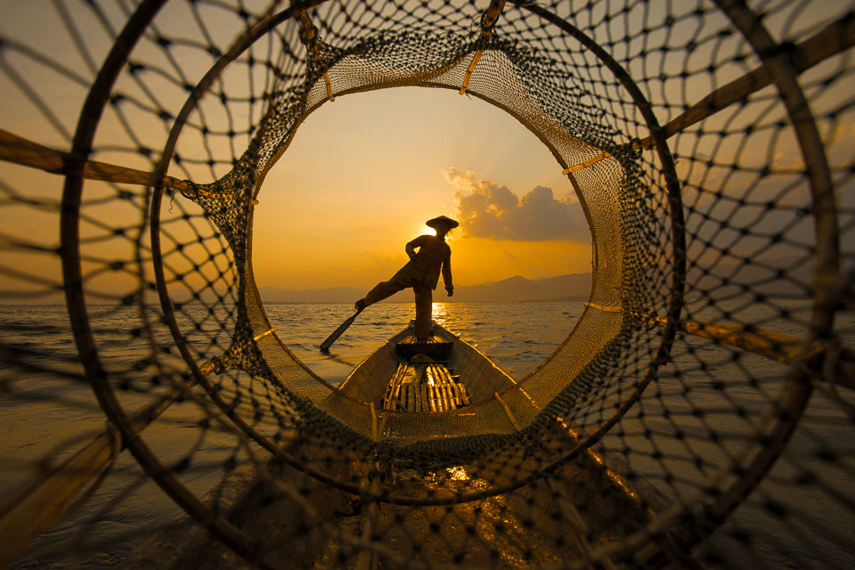 “Through the Net at Sunset” by Emma Jones